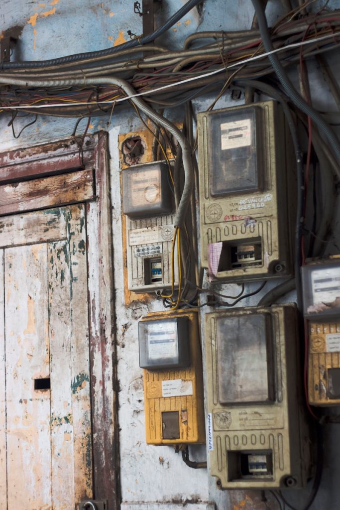 black and white electric meter